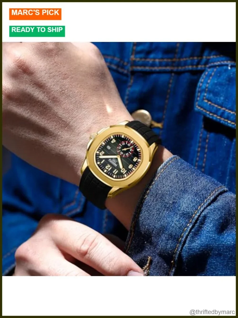 Men's Analog Quartz Watch, Silicone Strap, Date Display, Water Resistant